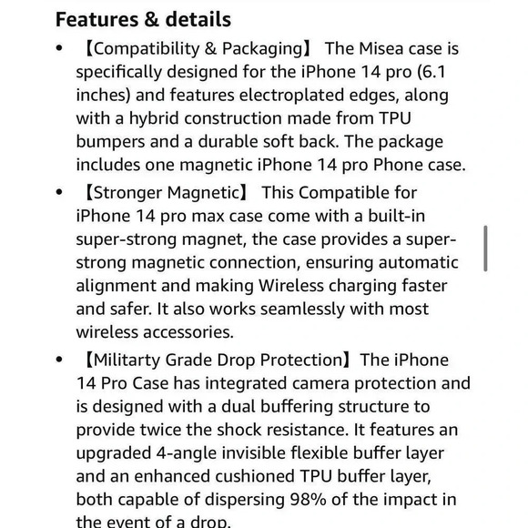 Misea Magnetic Clear Case For iPhone 14 Pro Max Case‎ Compatible With MagSafe - Picture 9 of 10